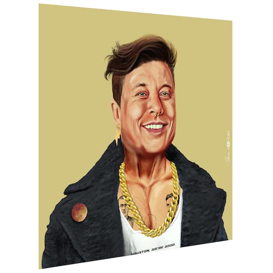 Empire Art Direct Hipstory™ 24" x 24" Hip Elon Frameless Free Floating Printed Tempered Glass Wall Art